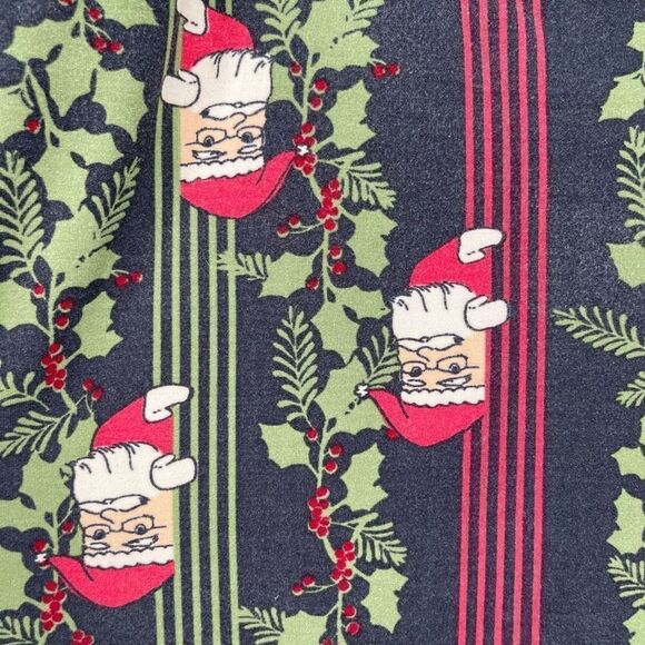 LULAROE Women’s Santa & Holly Red Green Striped High Waist Christmas Leggings - Picture 6 of 14